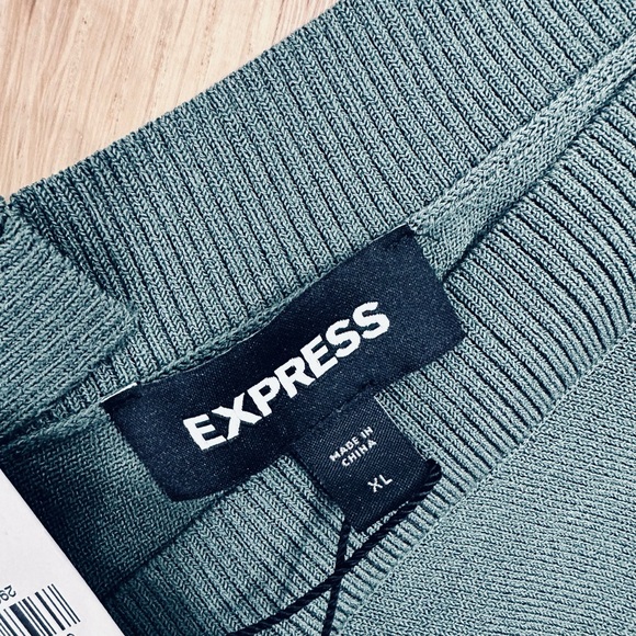 Express Teal V-Neck Sweater - Picture 3 of 3